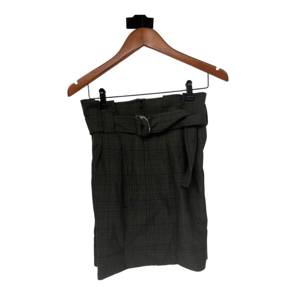 Ganni Gray Glen Plaid Belted Paperbag Kalamata Suiting Shorts Size 38 NWT - Picture 2 of 7